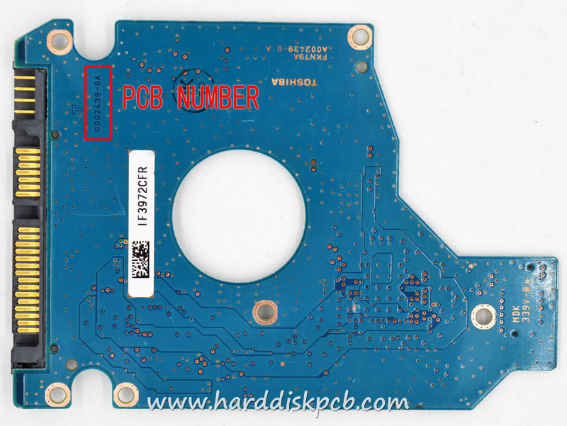 (image for) PCB G002439-0A, Toshiba MK1255GSX, HDD2H26 H ZK01 S