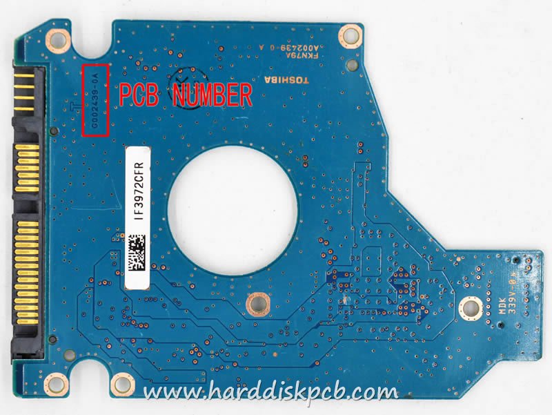 (image for) PCB G002439-0A, Toshiba MK3263GSX, HDD2H23 A SK01 T