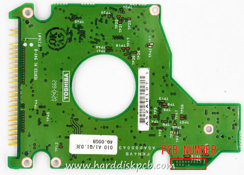 TOSHIBA HDD PCB Logic Board G5B000043000-A