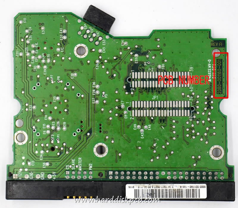 (image for) PCB 2060-001160-001, WD WD1200JB-00DUA3, 2061-001160-100 DB