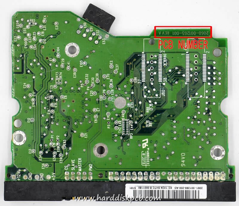 (image for) PCB 2060-001265-001, WD WD1200JB-00GVA0, 2061-001265-200 AE