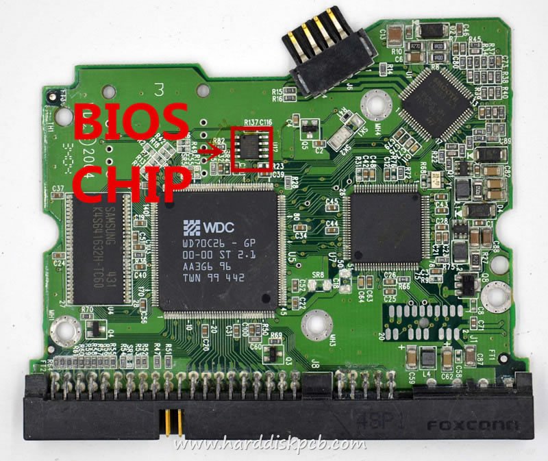 (image for) PCB 2060-001265-001, WD WD1200JB-00GVA0, 2061-001265-200 AH