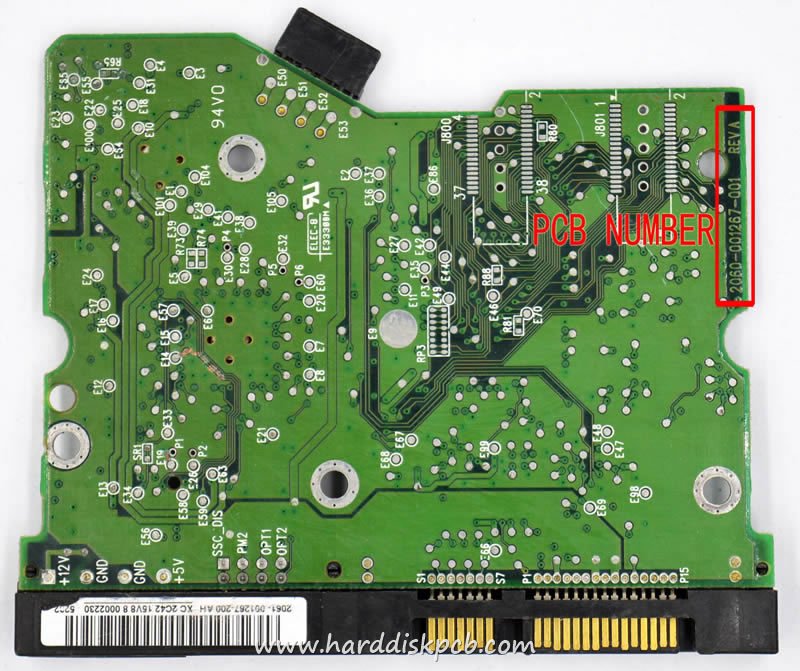 (image for) PCB 2060-001267-001, WD WD2500JD-75HBB0, 2061-001267-000 AD