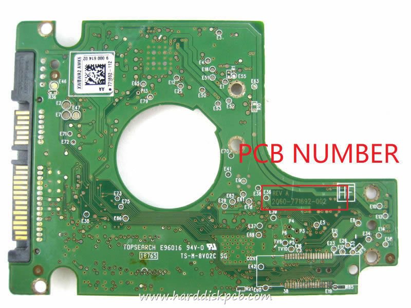 (image for) PCB 2060-771692-002, WD WD5000BPVT-00HXZT1, 2061-771692-102 AE