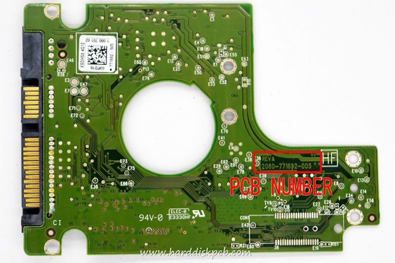 (image for) PCB 2060-771692-005, WD WD5000BPVT-00HXZT1, 2061-771692-205 01PD4