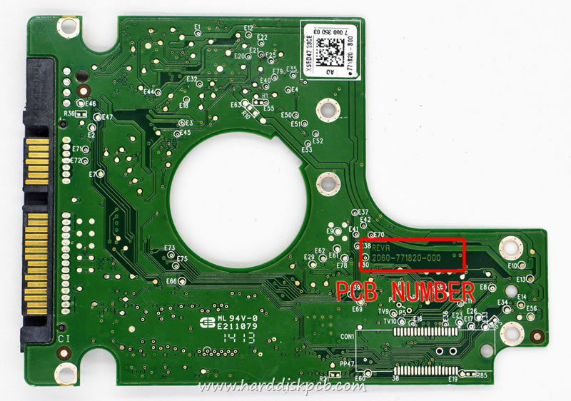 (image for) PCB 2060-771820-000, WD WD7500BPVT-00HXZT3, 771820-000 AB